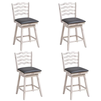 Costway Set Of 4 Swivel Bar Stools Bar Height Upholstered Faux Leather Dining Chairs 11 Costway Set Of 4 Swivel Bar Stools Bar Height Upholstered Faux Leather Dining Chairs - Image 9