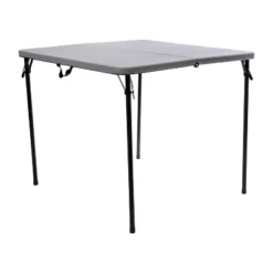 Emma And Oliver 2.83-Foot Square Bi-Fold Plastic Folding Table With Carrying Handle -Dine Furniture GUEST e2b68e00 27b1 48c1 b1a5 946f16f157a0