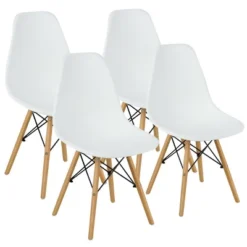 Costway Set Of 4 Modern Dining Side Chair Armless Home Office W/ Wood Legs White/Black/Blue -Dine Furniture GUEST e2b76bb3 8436 4d23 823b 7fc08e91c653