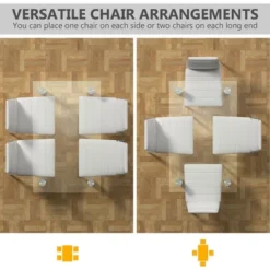 Costway 5 Piece Dining Set Table 29.6'' And 4 Chairs Glass Metal Kitchen Breakfast Furniture White -Dine Furniture GUEST e2b85d1f 4720 4fa4 9090 3632441a9e70