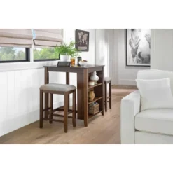 1 Table And 2 Stools Walnut Finish With Regal Bar Height Dining Set - OSP Home Furnishings -Dine Furniture GUEST e2fc0287 b526 4aeb 9029 84e1ada1f2ce