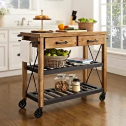 Roots Rack Industrial Kitchen Cart Wood/Natural - Crosley 9 Roots Rack Industrial Kitchen Cart Wood/Natural - Crosley -Dine Furniture GUEST e3dc2925 8563 48d4 9818 f6a60b05169b