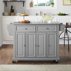 Stainless Steel Top Kitchen Cart/Island Vintage Gray - Crosley -Dine Furniture GUEST e3f31684 269c 4162 bd65 cd9010fbd534