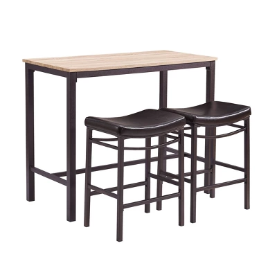 3pc Betty Pub Dining Sets Wood/Brown - Linon 5 3pc Betty Pub Dining Sets Wood/Brown - Linon - Image 3
