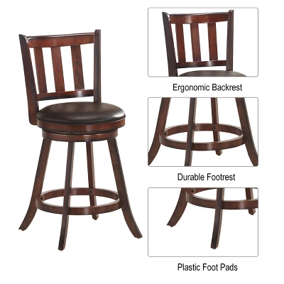 Costway Set Of 2 25'' Swivel Bar Stool Leather Padded Dining Kitchen Pub Bistro Chair High Back 8 Costway Set Of 2 25'' Swivel Bar Stool Leather Padded Dining Kitchen Pub Bistro Chair High Back - Image 6