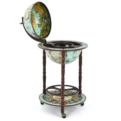 Costway 17'' Globe Wine Kitchen Stand 16th Century Italian Map Liquor Bottle Shelf Cart 11 Costway 17'' Globe Wine Kitchen Stand 16th Century Italian Map Liquor Bottle Shelf Cart - Image 9