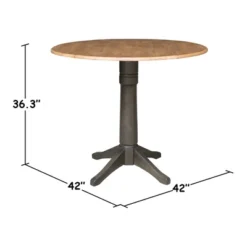 42" Alexandra Round Top Dual Drop Leaf Counter Height Pedestal Dining Table Hickory/Washed Coal - International Concepts -Dine Furniture GUEST e5722018 5757 4f94 b417 a687ff364db6
