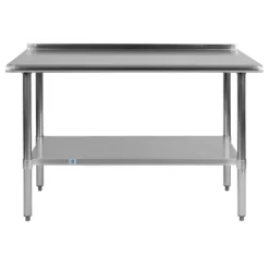 Emma And Oliver Stainless Steel 18 Gauge Prep And Work Table With Backsplash And Shelf, NSF -Dine Furniture GUEST e577decc ab03 46b1 843e d24f9a19e66e