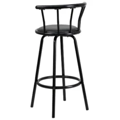 Emma And Oliver Crown Back Black Metal Barstool With Black Vinyl Swivel Seat -Dine Furniture GUEST e5b6ecb1 17a7 4638 895d 17ba908a0ea2