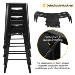 Yaheetech 26" Stackable Low Back Metal Counter Height Bar Stools With Footrest, Set Of 4 -Dine Furniture GUEST e67e16e8 a7d0 4bd7 a660 ea4ed8de4904