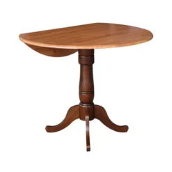 35.5" Brevin Round Dual Pedestal Drop Leaf Dining Table Cinnamon/Espresso - International Concepts -Dine Furniture GUEST e6bda8a5 0859 4150 b1ca 076f32386a30