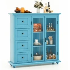 Costway Buffet Sideboard Table Kitchen Storage Cabinet With Drawers & Doors Blue/White/Green -Dine Furniture GUEST e6da29f9 1b77 4795 859b 992f089c05b1