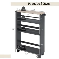 Costway 4-Tier Slim Kitchen Storage Cart Narrow Slide Out Trolley Adjustable Shelf WhiteGrey 15 Costway 4-Tier Slim Kitchen Storage Cart Narrow Slide Out Trolley Adjustable Shelf WhiteGrey -Dine Furniture GUEST e72d7246 2e10 4ce4 9b76 ea8e5491cd28