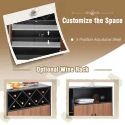 Costway Industrial Wine Bar Cabinet Sideboard Buffet With Glass Holder & Adjustable Shelf 17 Costway Industrial Wine Bar Cabinet Sideboard Buffet With Glass Holder & Adjustable Shelf -Dine Furniture GUEST e752034f 0419 4b27 936c d6675088ed40