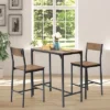 Costway 3PCS Bar Table Set Industrial Counter Height Dining Table Set W/2 Stools