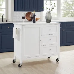 Soren Stone Top Kitchen Island/Cart White - Crosley -Dine Furniture GUEST e86a7d0a ca91 4f53 940f ae514cc39513