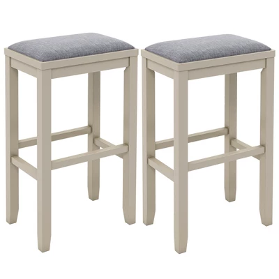 Costway Set Of 2 Upholstered Bar Stools Wooden Counter Height Dining Chairs 12 Costway Set Of 2 Upholstered Bar Stools Wooden Counter Height Dining Chairs - Image 10