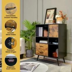 Costway Industrial Buffet Sideboard Storage Cabinet Organizer Cupboard With Cubbies Drawers -Dine Furniture GUEST e913f3d1 7a5f 4358 86e8 7961aad7528d