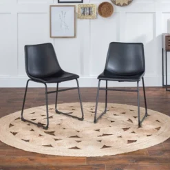 Set Of 2 Laslo Modern Upholstered Faux Leather Dining Chairs - Saracina Home -Dine Furniture GUEST e921ecff 5d1c 46bf 8a40 c3330f7f710d