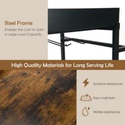 Costway 4-Tier Kitchen Carts Rolling Serving Trolley Wine Rack Removable Tray Basket -Dine Furniture GUEST ea2b1917 ed17 4357 b9e0 92e010409ccc