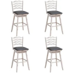 Costway Set Of 4 Swivel Bar Stools Bar Height Upholstered Faux Leather Dining Chairs 21 Costway Set Of 4 Swivel Bar Stools Bar Height Upholstered Faux Leather Dining Chairs -Dine Furniture GUEST ea3d2cc8 2c46 440c 80aa 88aa782ebef4