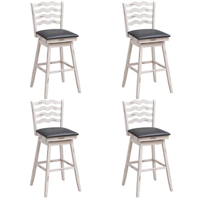 Costway Set Of 4 Swivel Bar Stools Bar Height Upholstered Faux Leather Dining Chairs 12 Costway Set Of 4 Swivel Bar Stools Bar Height Upholstered Faux Leather Dining Chairs - Image 10