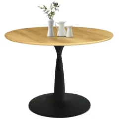 Harrison+Bingo 5-Piece Round-Shaped Wood Grain Dining Table Set With 4 Upholstered Chairs Black Legs-Maison Boucle 17 Harrison+Bingo 5-Piece Round-Shaped Wood Grain Dining Table Set With 4 Upholstered Chairs Black Legs-Maison Boucle -Dine Furniture GUEST ea9a60d7 6bcd 4357 95c2 4909e4973b47