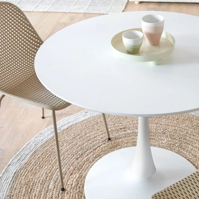 Haven Round Top With Metal Base Round Pedestal Dining Table-Maison Boucle 6 Haven Round Top With Metal Base Round Pedestal Dining Table-Maison Boucle - Image 4