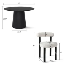 Dwen+Shaun 5-Piece 46" Manufactured Grain And 18.5" Wide 4 Round Seat Beige Boucle Chairs Modern Round Dining Table Set-The Pop Maison 14 Dwen+Shaun 5-Piece 46" Manufactured Grain And 18.5" Wide 4 Round Seat Beige Boucle Chairs Modern Round Dining Table Set-The Pop Maison -Dine Furniture GUEST ed0147fb a11c 4c57 b64e c6b2777a406b