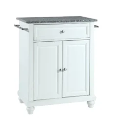 Cambridge Gray Granite Top Portable Kitchen Island/Cart White - Crosley -Dine Furniture GUEST eddeb387 ddc9 486a 85d7 21491fbd0acd