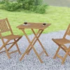 Emma And Oliver Portable Natural Solid Acacia Wood Folding Patio Side Table For Indoor And Outdoor Use
