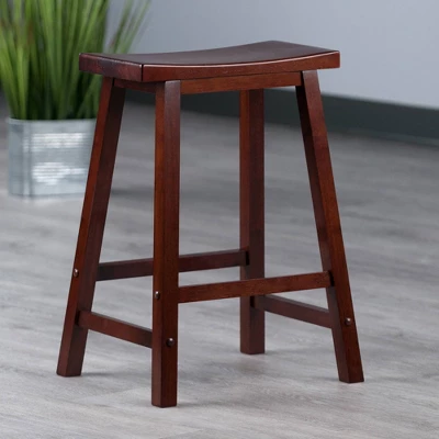 Saddle Seat 24" Counter Height Barstool Hardwood/Walnut - Winsome 7 Saddle Seat 24" Counter Height Barstool Hardwood/Walnut - Winsome - Image 6