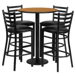 Emma And Oliver 30" Round Laminate Table Set With 4 Ladder Back Metal Stools 13 Emma And Oliver 30" Round Laminate Table Set With 4 Ladder Back Metal Stools -Dine Furniture GUEST eeb3dc01 fb51 4675 b1d1 21b405196e40