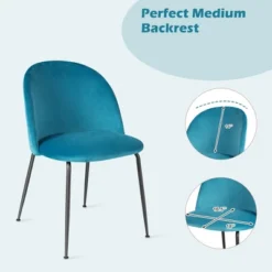 Tangkula Dining Chair Set Of 2 Upholstered Velvet Chair Set W/ Metal Base For Living Room -Dine Furniture GUEST ef3c6167 221c 4aa1 8654 8684777b144f