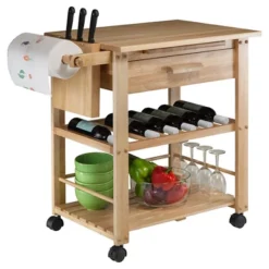 Finland Kitchen Cart Wood/Natural - Winsome -Dine Furniture GUEST ef4bc7ca d28a 4e50 87ac ea7fd21bcc84