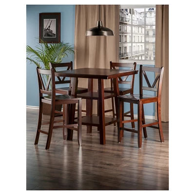 5pc Orlando 2 Shelves Counter Height Dining Set Wood/Walnut- Winsome 4 5pc Orlando 2 Shelves Counter Height Dining Set Wood/Walnut- Winsome - Image 2