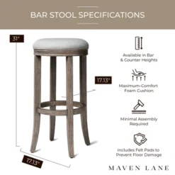 Maven Lane Eva Round Backless Kitchen Swivel Stool, Reclaimed Oak Finish 9 Maven Lane Eva Round Backless Kitchen Swivel Stool, Reclaimed Oak Finish -Dine Furniture GUEST f0328c73 fff4 475c b322 4e421b3fe802