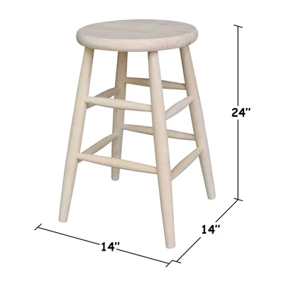 24" Scooped Seat Counter Height Barstool Unfinished - International Concepts 6 24" Scooped Seat Counter Height Barstool Unfinished - International Concepts - Image 4