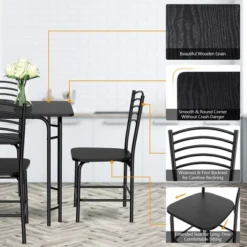 5 Pcs Modern Dining Table Set 4 Chairs Steel Frame Home Kitchen Furniture Black -Dine Furniture GUEST f14c0efe 5d72 4c19 9462 b60f7c1049de