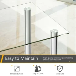 Costway 5 Piece Dining Set Table 29.6'' And 4 Chairs Glass Metal Kitchen Breakfast Furniture White -Dine Furniture GUEST f159f245 cf94 409c ae7b e821e8c79123