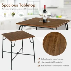 Costway 5PCS Bar Table Set Counter Height Dining Set W/ 4 Stools Rustic Brown 16 Costway 5PCS Bar Table Set Counter Height Dining Set W/ 4 Stools Rustic Brown -Dine Furniture GUEST f2285479 7b42 4074 8d68 705bf23774c1