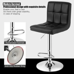 Costway Adjustable Swivel Bar Stool Counter Height Bar Chair PU Leather W/ Back Black -Dine Furniture GUEST f2d0bdec 586e 492d a5b5 1edc14fd1bdd