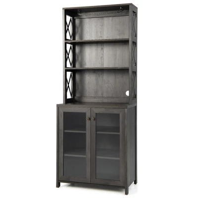 Costway Tall Freestanding Bar Cabinet Kitchen Buffet W/ Glass Holder & Adjustable Shelf 11 Costway Tall Freestanding Bar Cabinet Kitchen Buffet W/ Glass Holder & Adjustable Shelf - Image 9