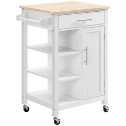 HOMCOM Compact Kitchen Island Cart On Wheels, Rolling Utility Trolley Cart With Storage Shelf & Drawer For Dining Room -Dine Furniture GUEST f37f42ec e4a4 4a66 a854 55a386b56c93