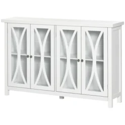 HOMCOM Sideboard, Buffet Cabinet With Adjustable Shelves, Credenza With 4 Glass Doors, White -Dine Furniture GUEST f406a1f3 40f7 435b 9341 b5ffee2d5cd9