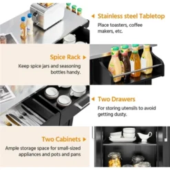 Yaheetech Large Kitchen Cart Kitchen Island On Wheels With Stainless Steel Countertop -Dine Furniture GUEST f4d5e1e3 5614 4412 8bf8 57aadcc2e764