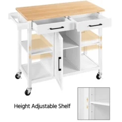 Yaheetech Mobile Kitchen Island Kitchen Trolley Cart With Adjustable Shelves White -Dine Furniture GUEST f4f46e20 af6e 499e ace8 56fa1728505e