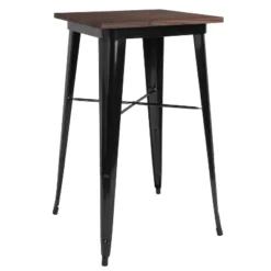 Merrick Lane Modern 23.5" Square Metal Table With Rustic Wood Top For Indoor Use -Dine Furniture GUEST f5183907 0876 46cf 9af1 705bf482611b