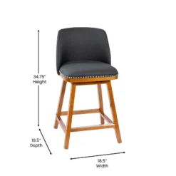 Merrick Lane Set Of 2 Charcoal Faux Linen Upholstered 24" Counter Stools With Nail Head Accent Trim And Walnut Wood Frames 17 Merrick Lane Set Of 2 Charcoal Faux Linen Upholstered 24" Counter Stools With Nail Head Accent Trim And Walnut Wood Frames -Dine Furniture GUEST f54008cc 7898 4e48 83d5 69ef2f4f3cf1