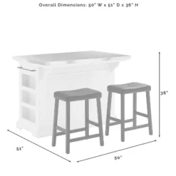 Julia Stainless Steel Top Kitchen Island With 2 Upholstered Saddle Counter Height Barstools White - Crosley 19 Julia Stainless Steel Top Kitchen Island With 2 Upholstered Saddle Counter Height Barstools White - Crosley -Dine Furniture GUEST f5c295cb 1e85 4997 8342 d271eefc3ff9
